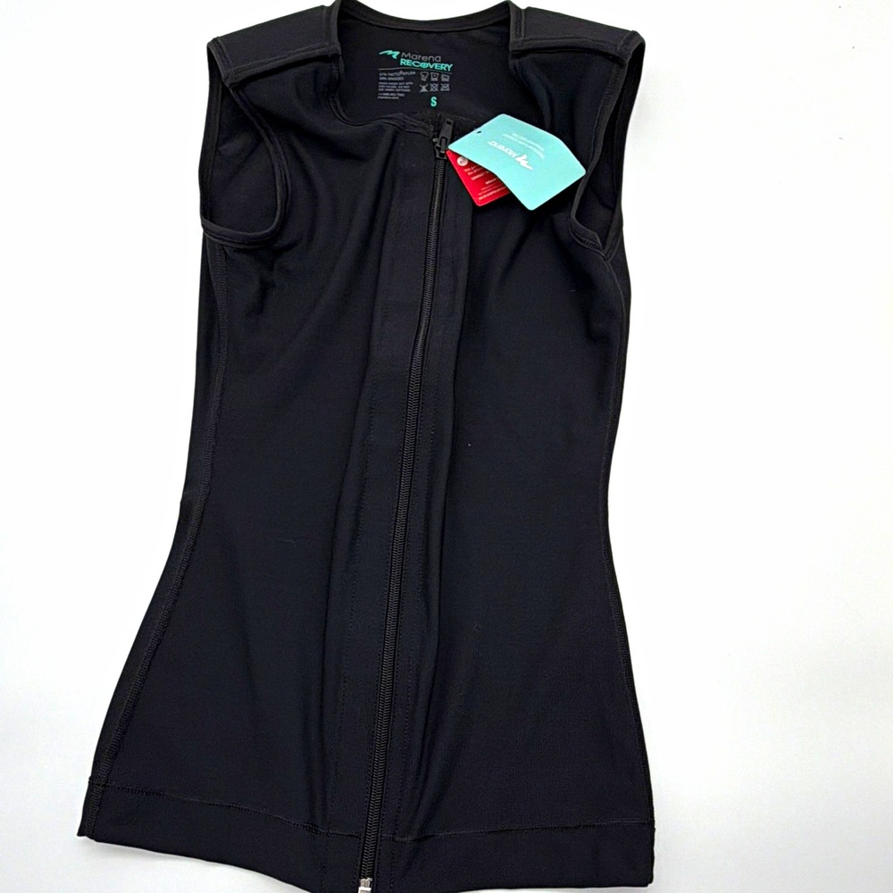 Marena Recovery Front Zip Compression Vest Black Size S Nylon Spandex $168